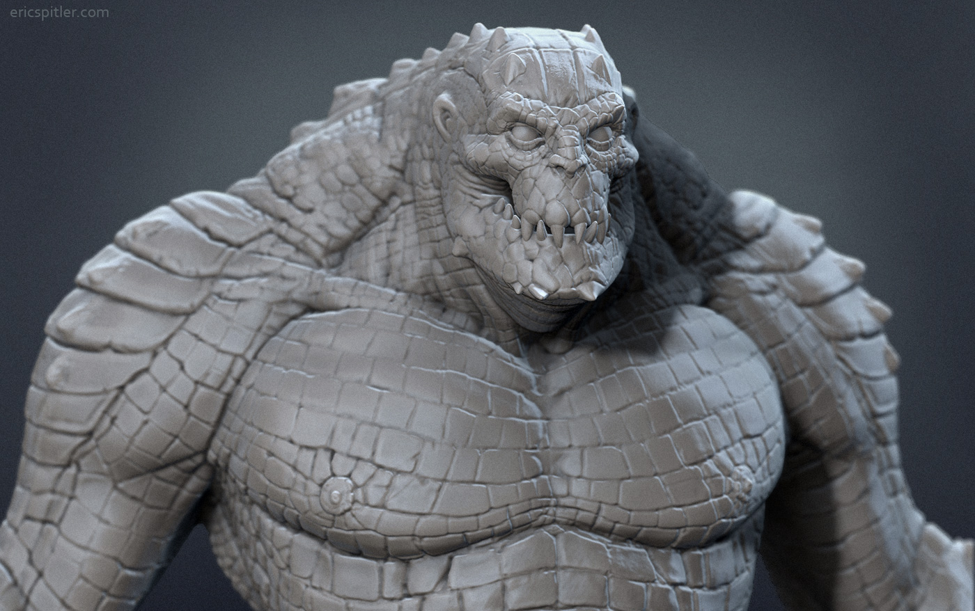 killer croc zbrush sculpt closeup